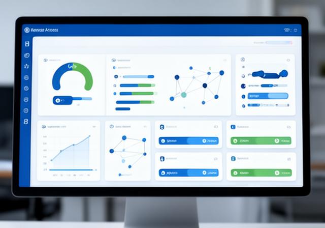 Clean remote access dashboard showing healthy gateways, active sessions, and organized support notes in a modern office