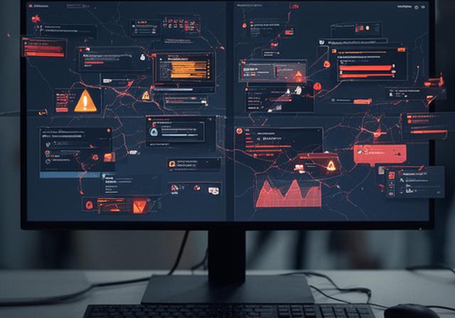 Cluttered remote access dashboard with alerts, broken sessions, and missed tasks in an office support setting